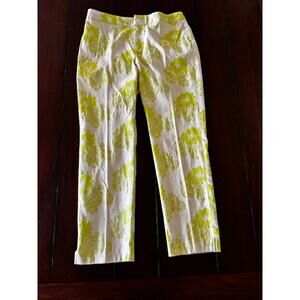 Coldwater Creek Women’s Size 6 Ankle Pants Lime Green Floral‎ Print Cotton Blend